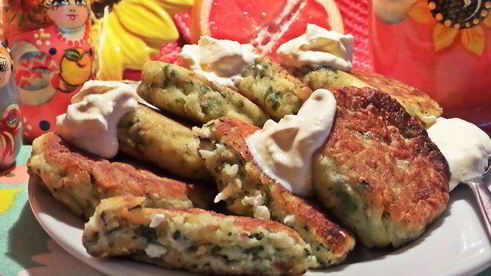 сырники со шпинатом и кунжутом