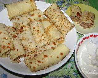 Тесто для блинов с мясом