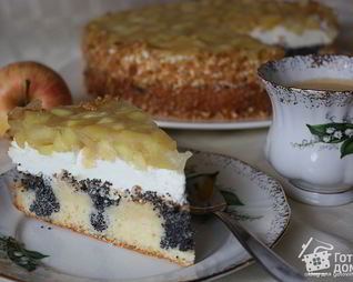 Маково-яблочный торт