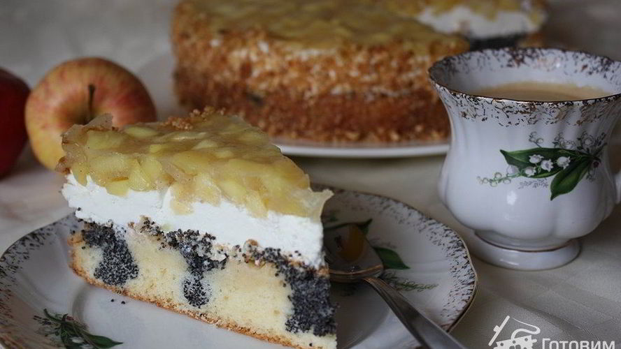 Рецепт макова-яблочного торт
