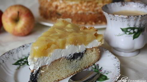 маково-яблочный торт