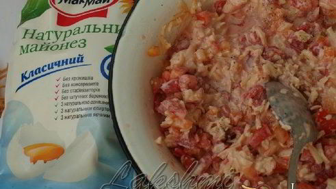 закусочный торт из баклажановых оладий