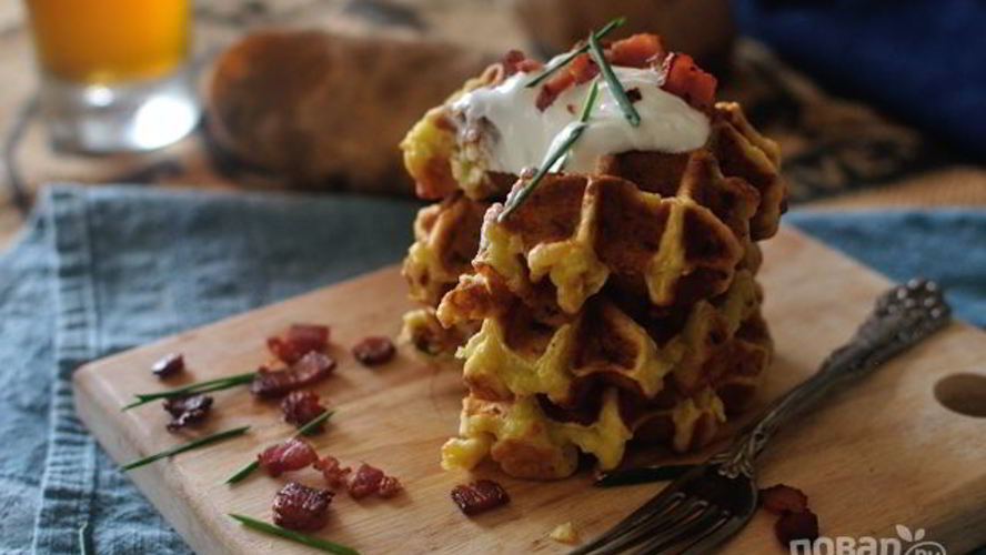 Рецепт картофельных вафель с беконом