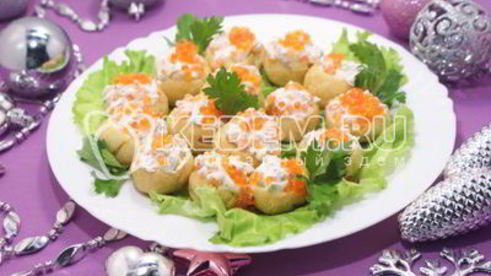 профитроли с икрой и творожной начинкой