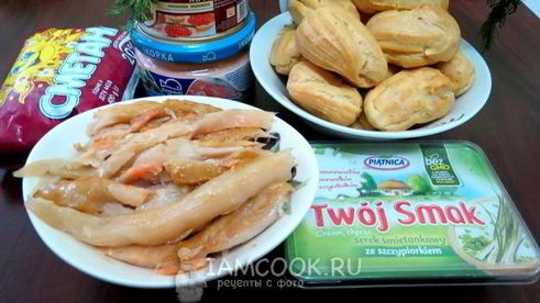 закусочные профитроли с лососем