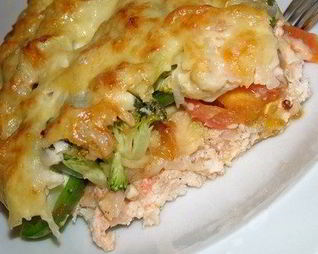 Овощная запеканка с сыром и куриным фаршем