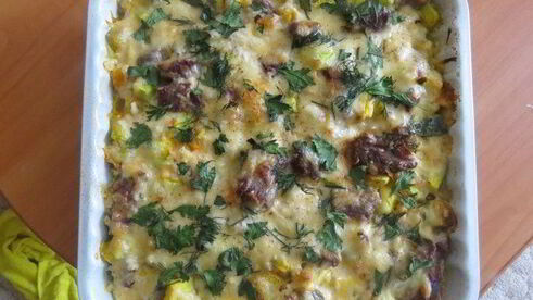 запеканка с мясом и тыквой