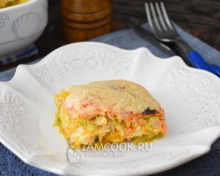 Запеканка с овощами, сыром и фаршем из индейки