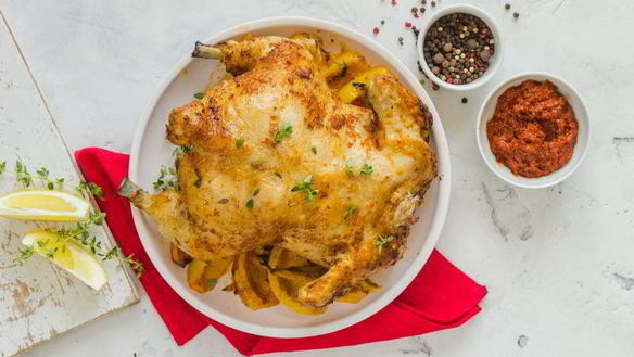 Рецепт Запеченной курицы с аджикой и лимоном