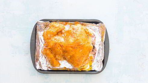 запеченная курица с аджикой и лимоном