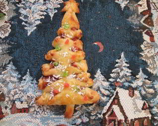 Елочка с джемом из творожно-слоеного теста