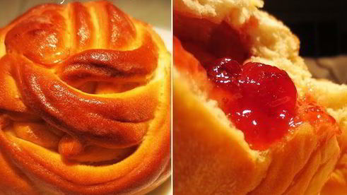 слоеные булочки с малиновым джемом
