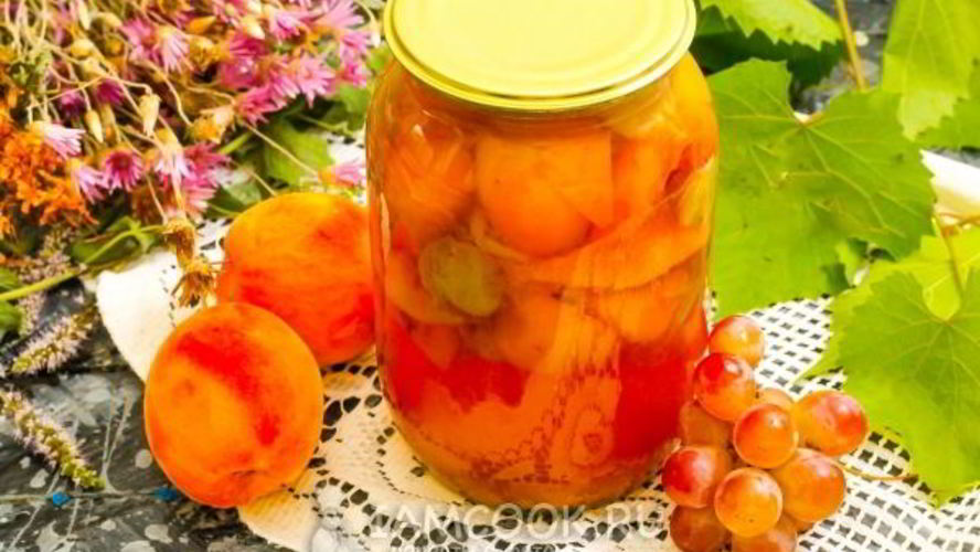 Рецепт компота из персиков и винограда на зиму