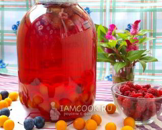 Компот из терна, алычи и малины на зиму