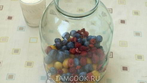 компот из терна, алычи и малины на зиму
