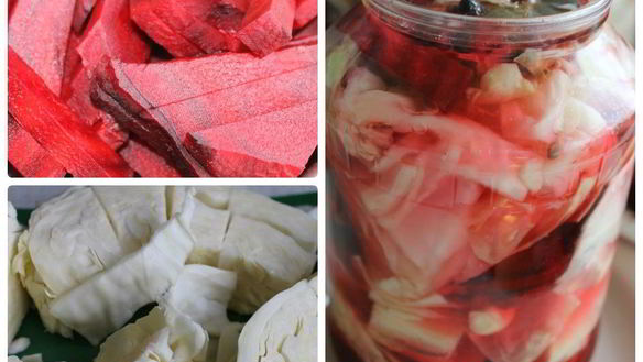 Рецепт Маринованной капусты со свеклой пелюстка