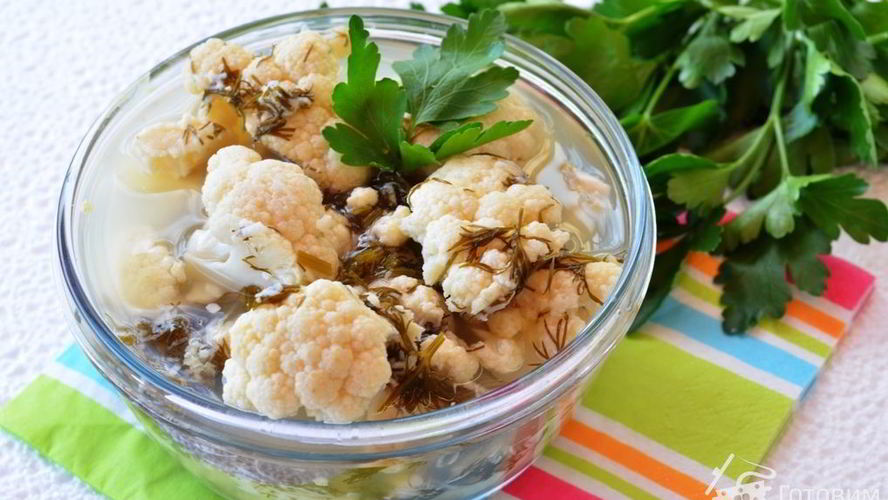 Рецепт маринованной цветной капусты в микроволновке
