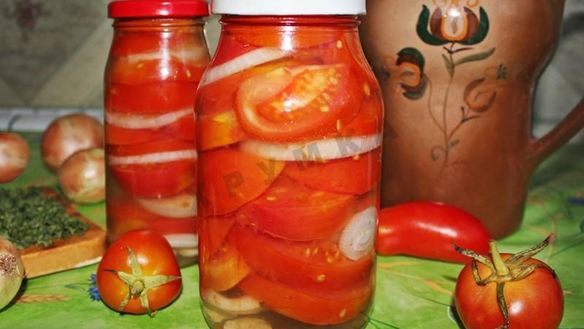 Рецепт Помидоров в желе с желатином со стерилизацией