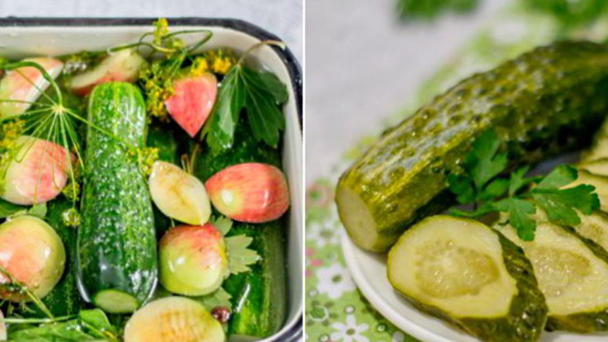 Рецепт малосольных огурцов с яблоками