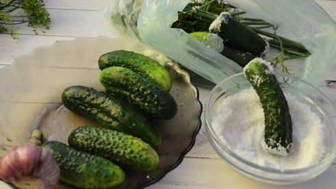 малосольные огурцы в пакете