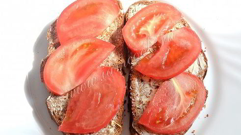 бутерброды с помидорами и сырыми шампиньонами