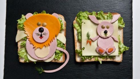 детские бутерброды львенок и зайчонок