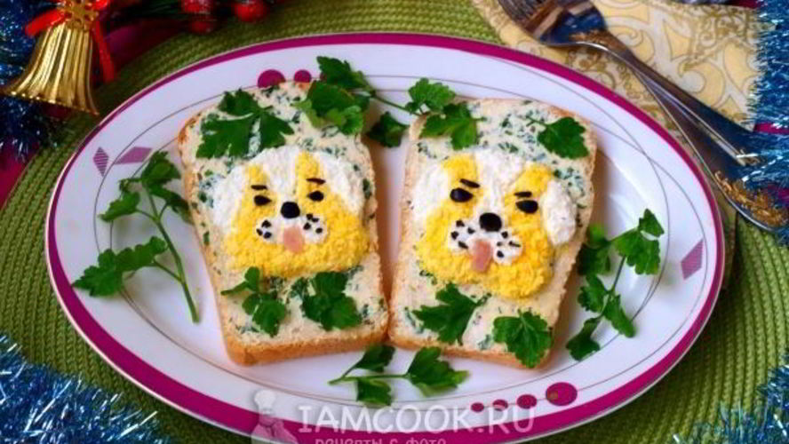 Рецепт новогодних бутербродов собачки