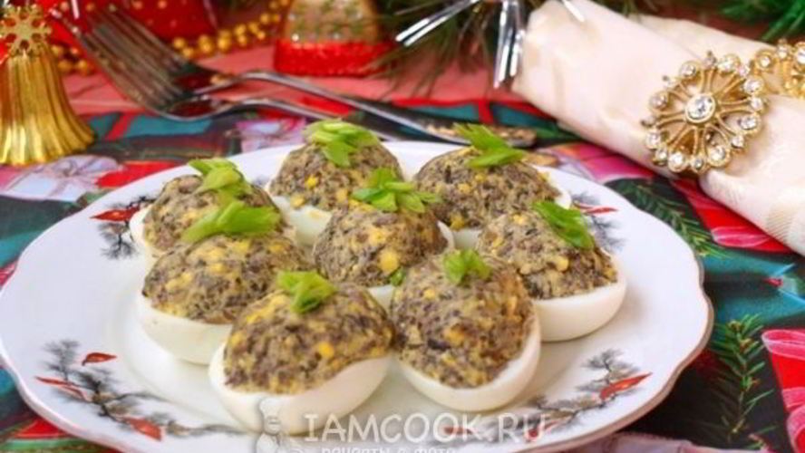 Рецепт яиц фаршированных грибами