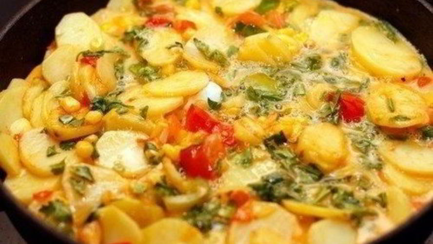 Рецепт испанской тортильи с кукурузой и картофелем