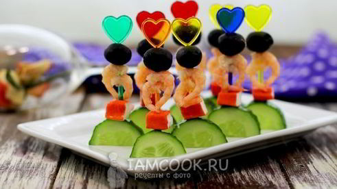 канапе с креветками