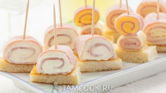 Рецепт Канапе с ветчиной и сыром