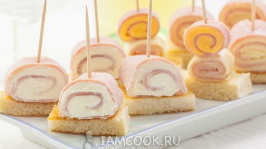 Рецепт канапе с ветчиной и сыром