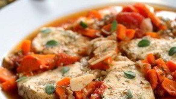 Рецепт Холодной закуски из палтуса с морковью, фенхелем, лимоном и чесноком