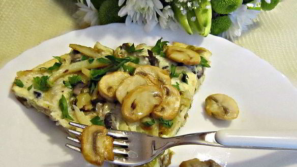 Рецепт Грибной фриттаты с картофелем и луком-пореем