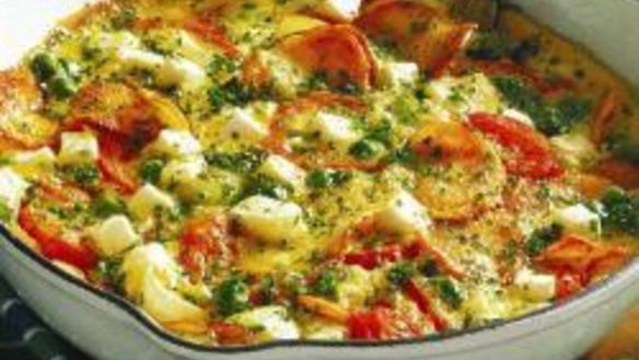 Рецепт Испанского омлета с картофелем, брынзой и помидорами