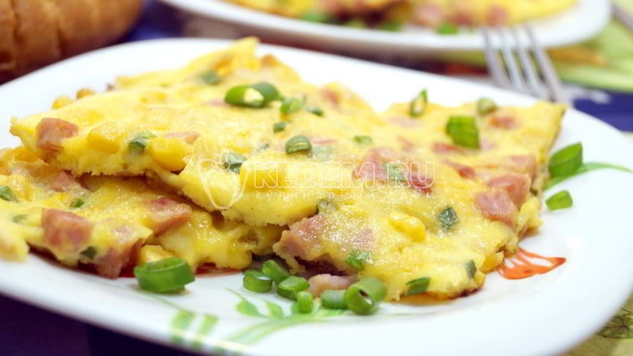 Рецепт омлета с колбасой и кукурузой бонди