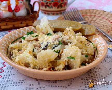 Омлет с цветной капустой и шампиньонами