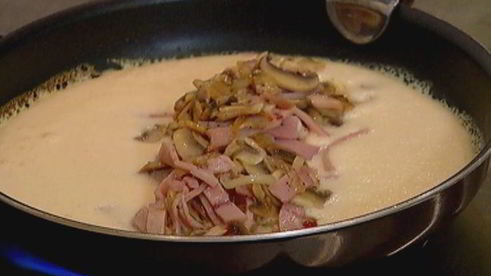 омлет с ветчиной и шампиньонами