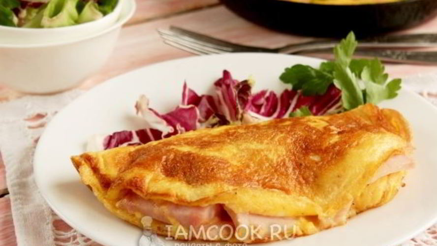 Рецепт омлета с ветчиной