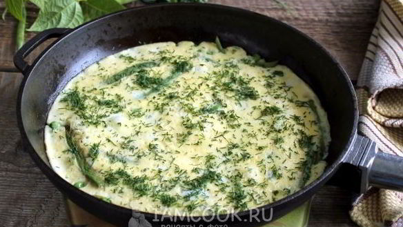 Рецепт Омлета с зеленым горошком и стручковой фасолью