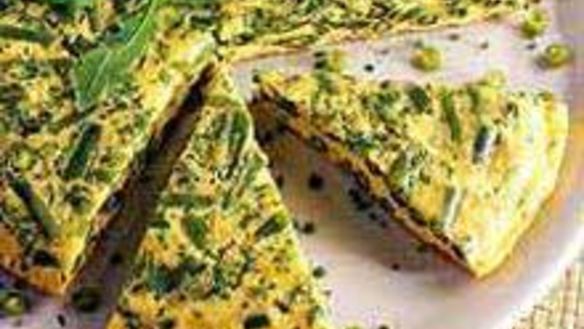 Рецепт Омлета со стручковой фасолью и руколой