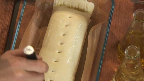 деревенский паштет с маринованным виноградом и персиками