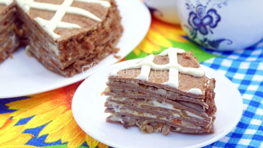 Рецепт блинного торта с печенью