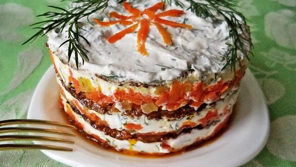 Рецепт Печеночного торта из говяжьей печени