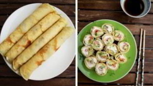 роллы из блинов с семгой