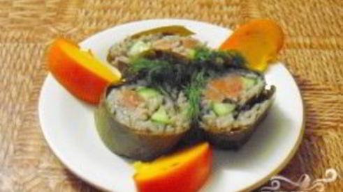 роллы с виноградными листьями