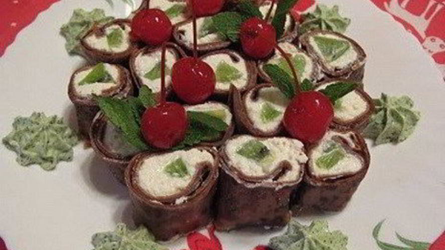 Рецепт шоколадных роллов с творогом и мятным васаби