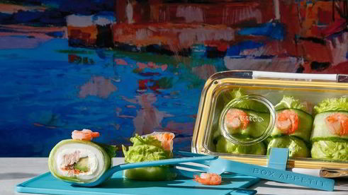 спринг-роллы с кальмарами и тунцом