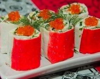 Закусочные роллы из крабовых палочек