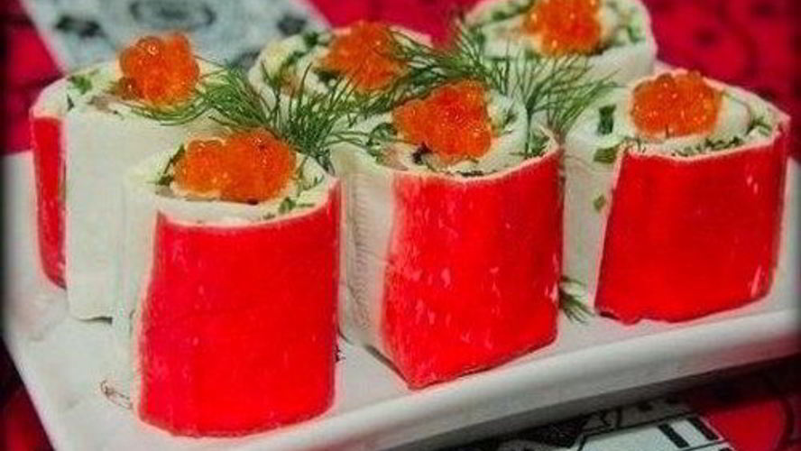Рецепт закусочных роллов из крабовых палочек